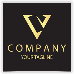 luxury gold letter CV CJ initial triangle logo icon premium elegant template vector eps 10