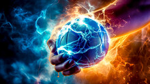Handball, Ball In Player's Hand, Energy And Power Of Fast Movement, Made With Generative AI