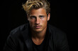 © gaukharyerk - Generative ai studio portrait of handsom blond man on colour background