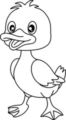 Sticker - Duck cartoon line art for coloring book page 