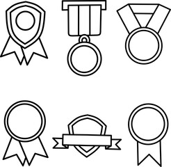 Line art Medal icon set 