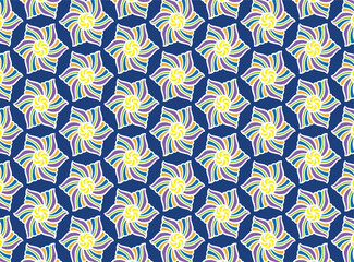 fabric floral multicolor over blue graphic geometric abstract tribal vector illustration background 