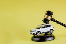 The Judge Decides The Dispute Of Confiscation Of Cars, Cars On Bail. Concept Of Lawyer Services, Civil Court Trial, Vehicle Accident Case Study, And Insurance Coverage