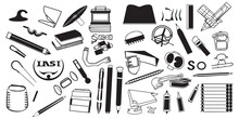 A Set Of All Educational Equipment Silhouette Vector Illustration