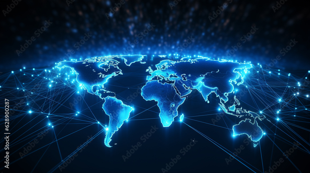 Global network connection concept. Big data visualization. Social ...