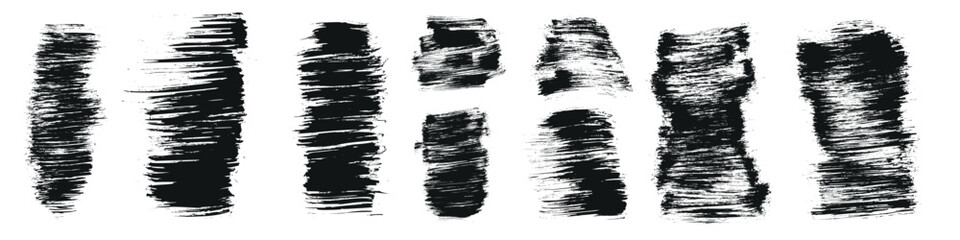 Poster - brush paint strokes creating a texture with black ink. paintbrush elements . splash box shapes with 