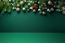 Christmas Decorations On A Green Background