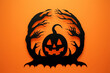 Leinwandbild Motiv Creative halloween pumpkin. Paper cut out illustration style