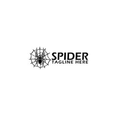 Wall Mural - Spider Logo Template, Insect Animal Icon isolated on white background