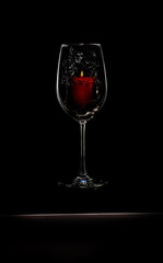 Wall Mural - Wine Glass with Candle inside water