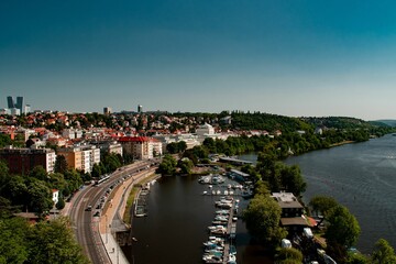 Poster - Aerial view of the historic city of Prague skyline