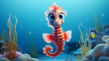 Seahorse 3D Cute Simple Background