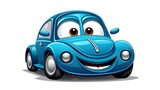 Vector flat background with a cartoon car illustration, generated by AI