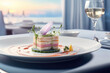© barmaleeva - Refined and elegant restaurant cuisine in pastel colors on light background. Generative AI