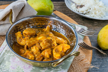 Canvas Print - Mango and chicken curry with rice