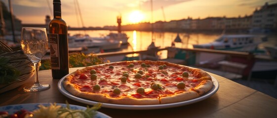 Italian dish at a coastal Italian restaurant. Inspiration for summer holidays.