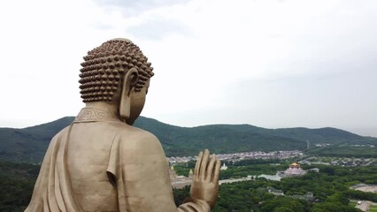 Sticker - Aerial video of Grand Buddha at Ling Shan, Binhu District, Wuxi, Jiangsu, China