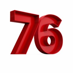 Sticker - Illustration of a red number seventy-six isolated on a white background