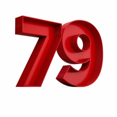 Sticker - Illustration of a red number seventy-nine isolated on a white background