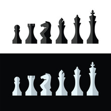 Vector Set Of Black And White Chess Figurines