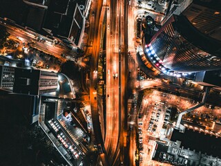 Wall Mural - Aerial view of Panama City at night.