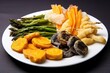 variety of tempura: mushrooms, asparagus, sweet potato