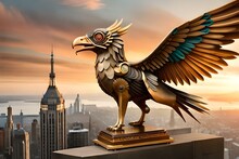 Eagle Statue In The City  Generated Ai