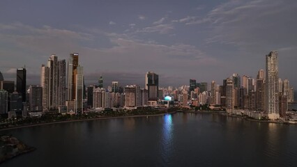 Wall Mural - Drone shot around The skyline of Panama City (The Capital City of Panama)