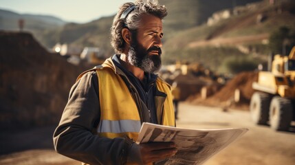 Engineer man Technician Workers on mining district