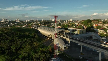 Canvas Print - Aerial video of the road and the ground tunnel in the city