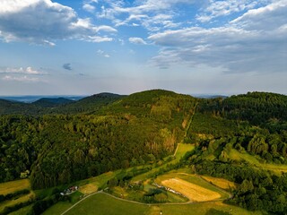 Sticker - Aerial view of greenery mountain landscape