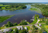 Fototapeta  - Aerial view of Pyhäjoki river in Finland