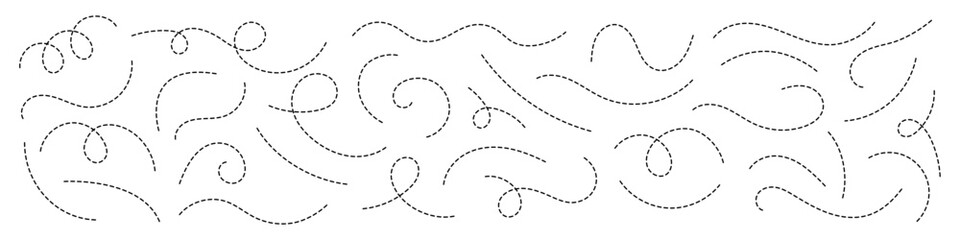 Hand drawn curve dotted line vector set.