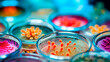 © Aram - Test tubes with microbes. Generative AI