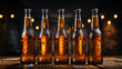 bottles of beer on a dark wooden background.generative ai