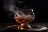 Fototapeta Big Ben - Whisky cocktail infused with smoke, served on a dark background. Generative AI