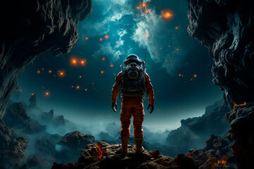 Wall Mural - man standing in the moon.generative ai