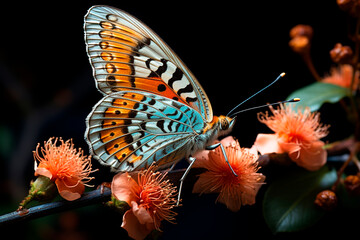 Canvas Print - butterfly on the flower in the forest,Generative AI	