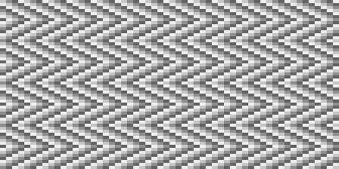 Poster - Gray pixel endless chevron. Zigzag gray square pattern. Design for textile, fabric, clothing, curtain, rug, batik, ornament, background, wrapping. Vector. Seamless.