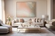 The most recent home fashion trends can be seen in a highly contemporary and refined interior design of a warm and inviting studio, featuring gentle, muted pastel hues. Detailed shots highlight an