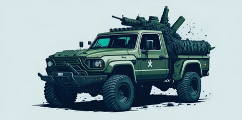 Wall Mural - Military SUV Truck car. AI generated illustration