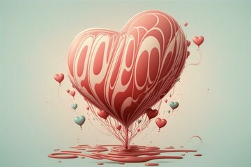 Heart-shaped balloon illustration for Valentine's Day decor and design. Generative AI