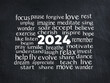 © driftwood - New Year 2024 word cloud with white text on a black slate background