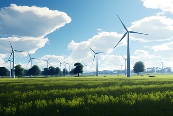 landscape with wind turbine, renewable energy