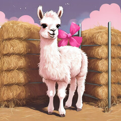 Canvas Print - pink llama