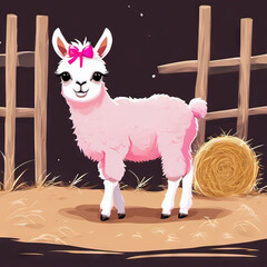 Wall Mural - pink llama