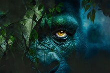 Gorilla Hiding In The Jungle