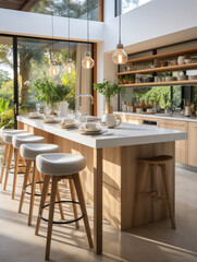 Wall Mural - Minimalist white style kitchen island 
