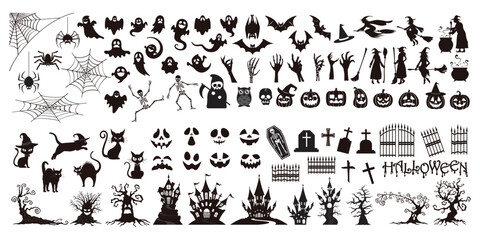 set of happy halloween silhouette