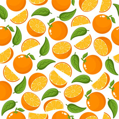 Wall Mural - Orange fruit seamless pattern background illustration